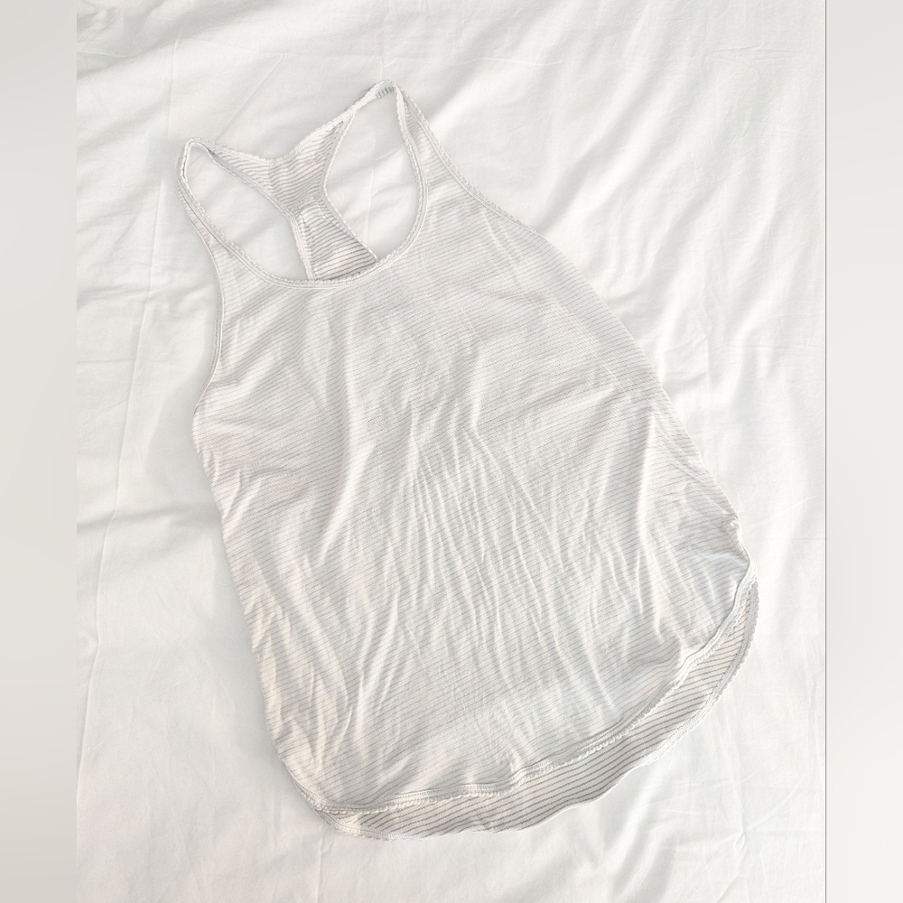 Lululemon Micro Stripe Racerback Tank Top Curved s Scalloped Hem